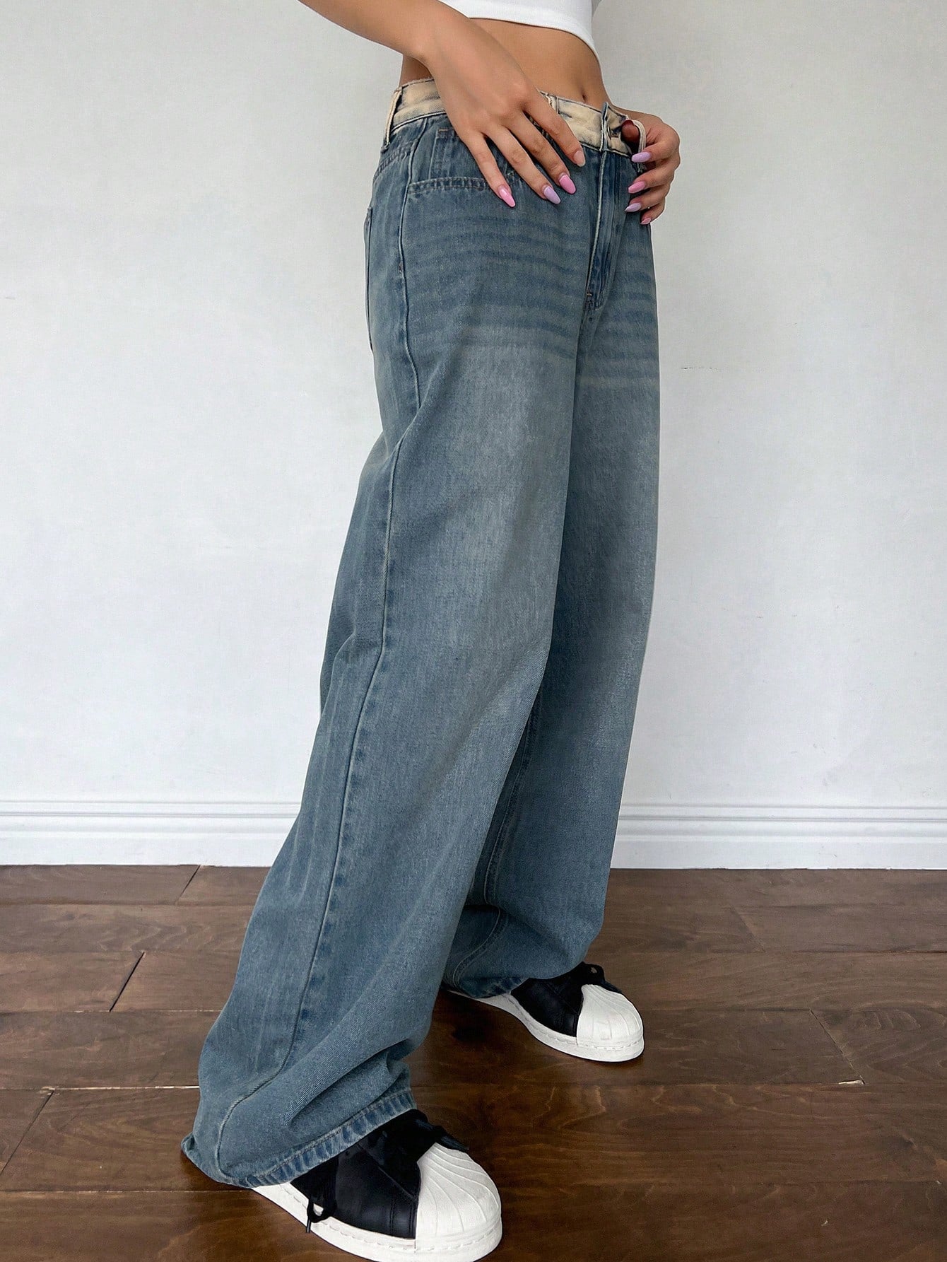 Maxct Women Everyday Casual Loose Wide Leg Denim Pants With Pockets
