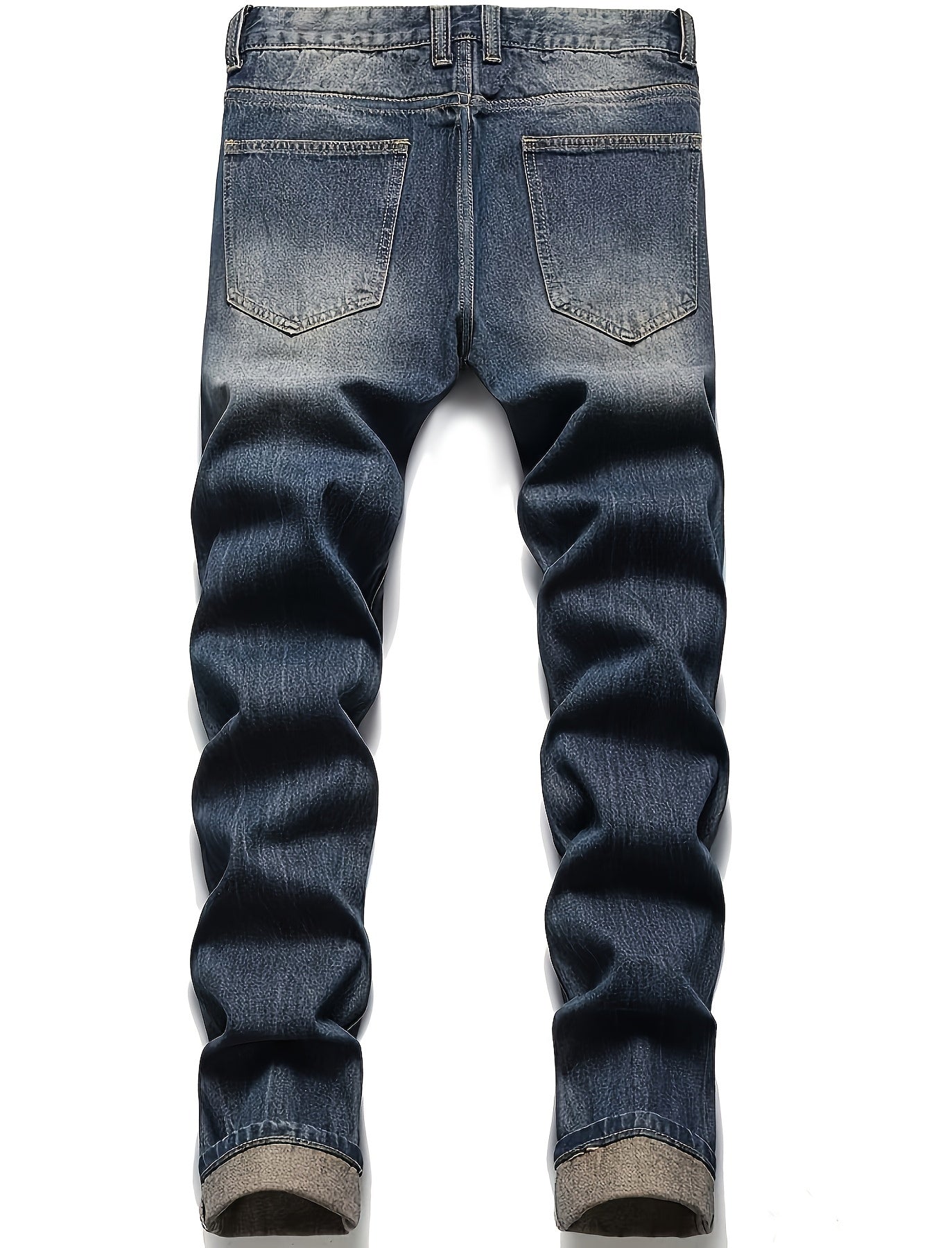 Maxct  Regular Fit Ripped Jeans, Men's Casual Street Style Distressed Denim Pants For All Seasons