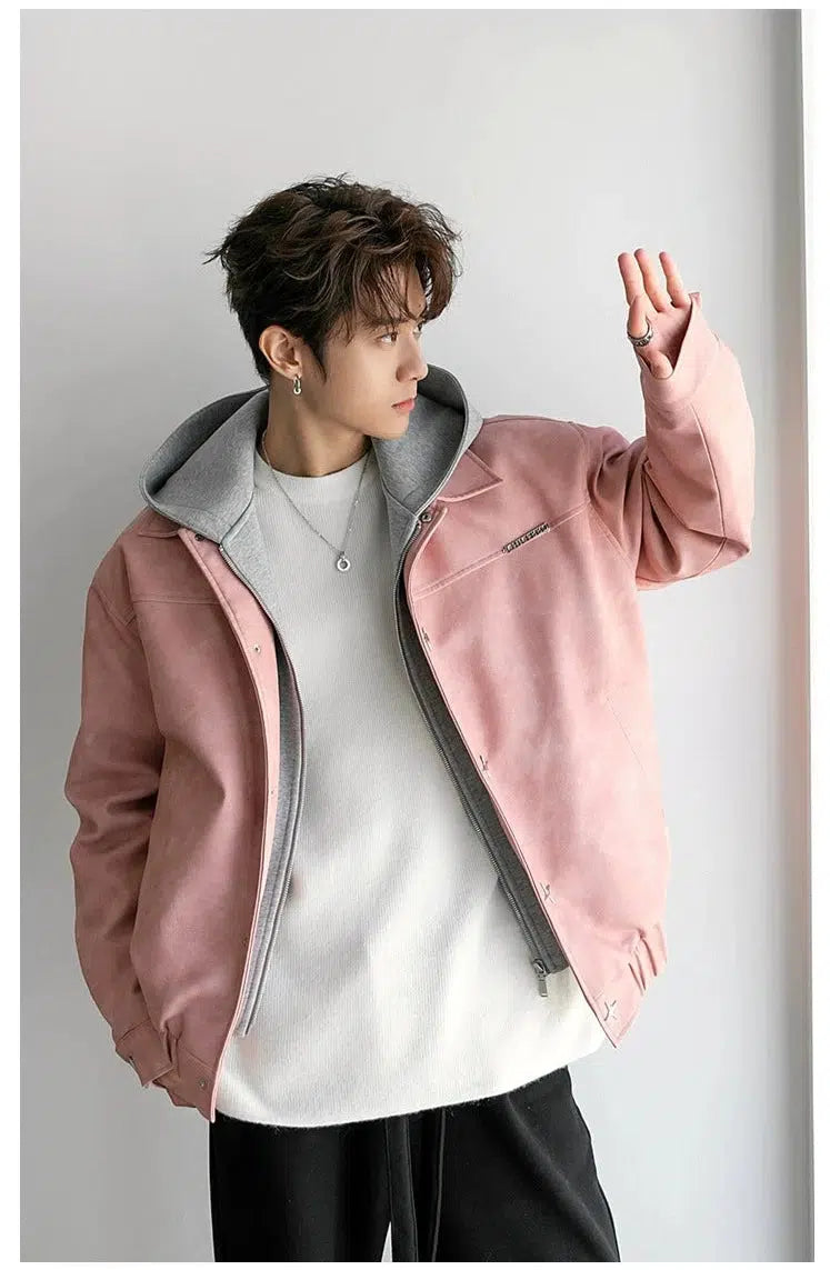 Maxct Pink Hooded Leather Jacket
