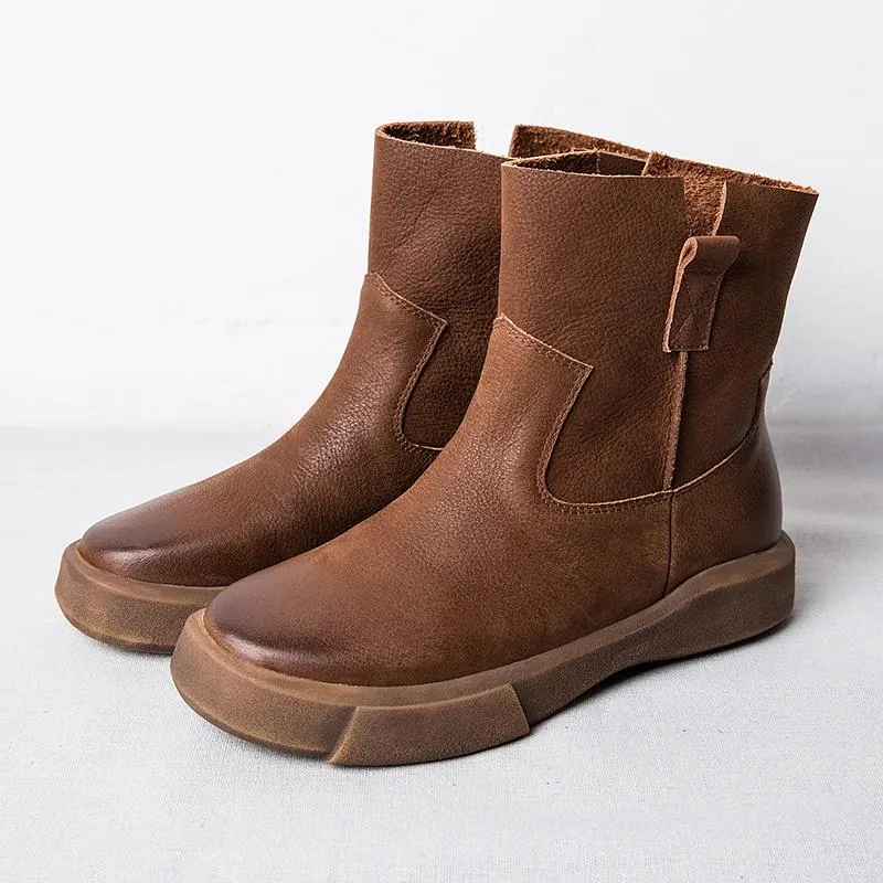 Waxing Short Boots for Winter Side Zipper Chelsea Boots Black/Coffee Maxct