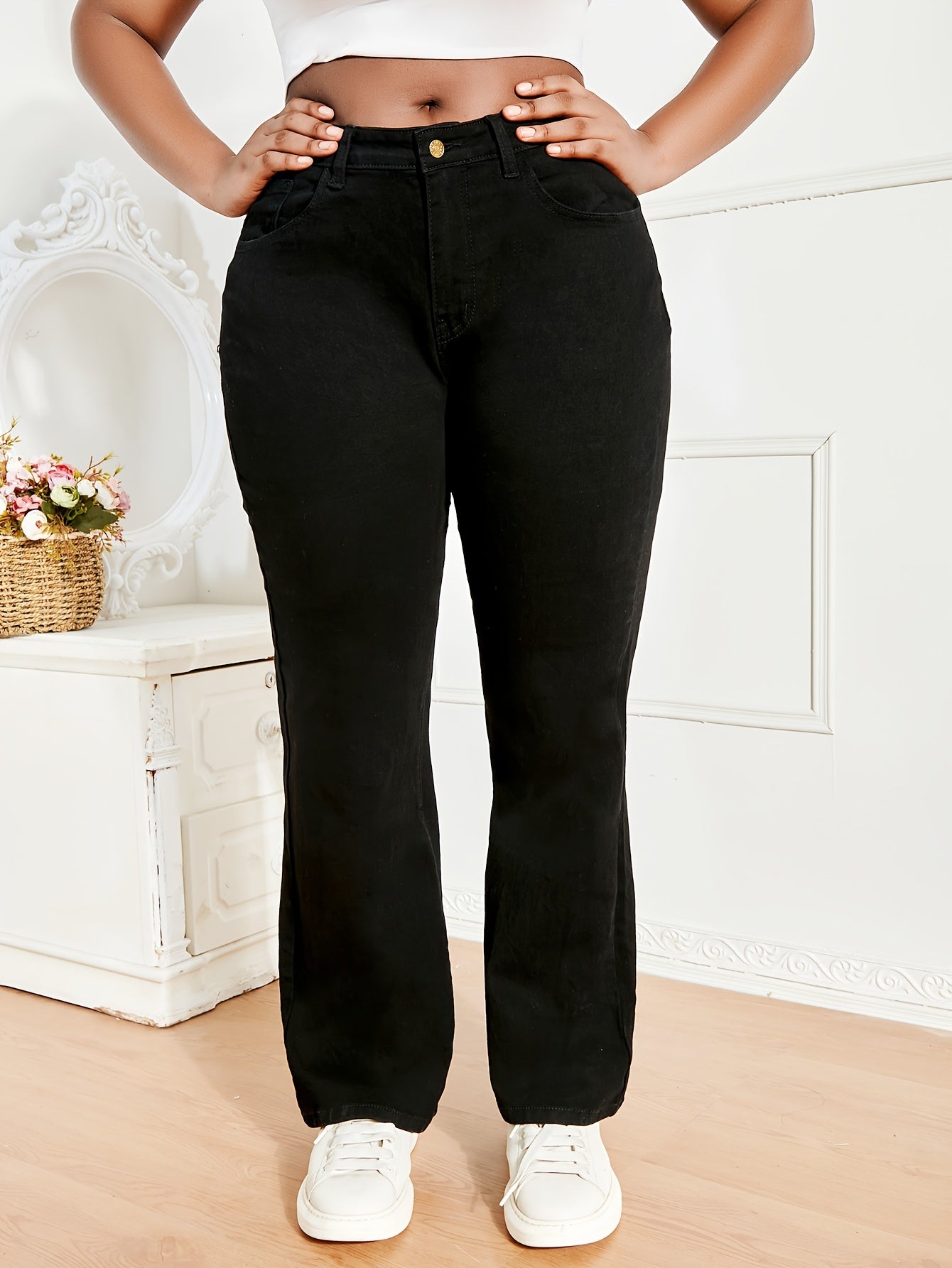 Women's Plus-Size High-Rise Stretch Flare Jeans