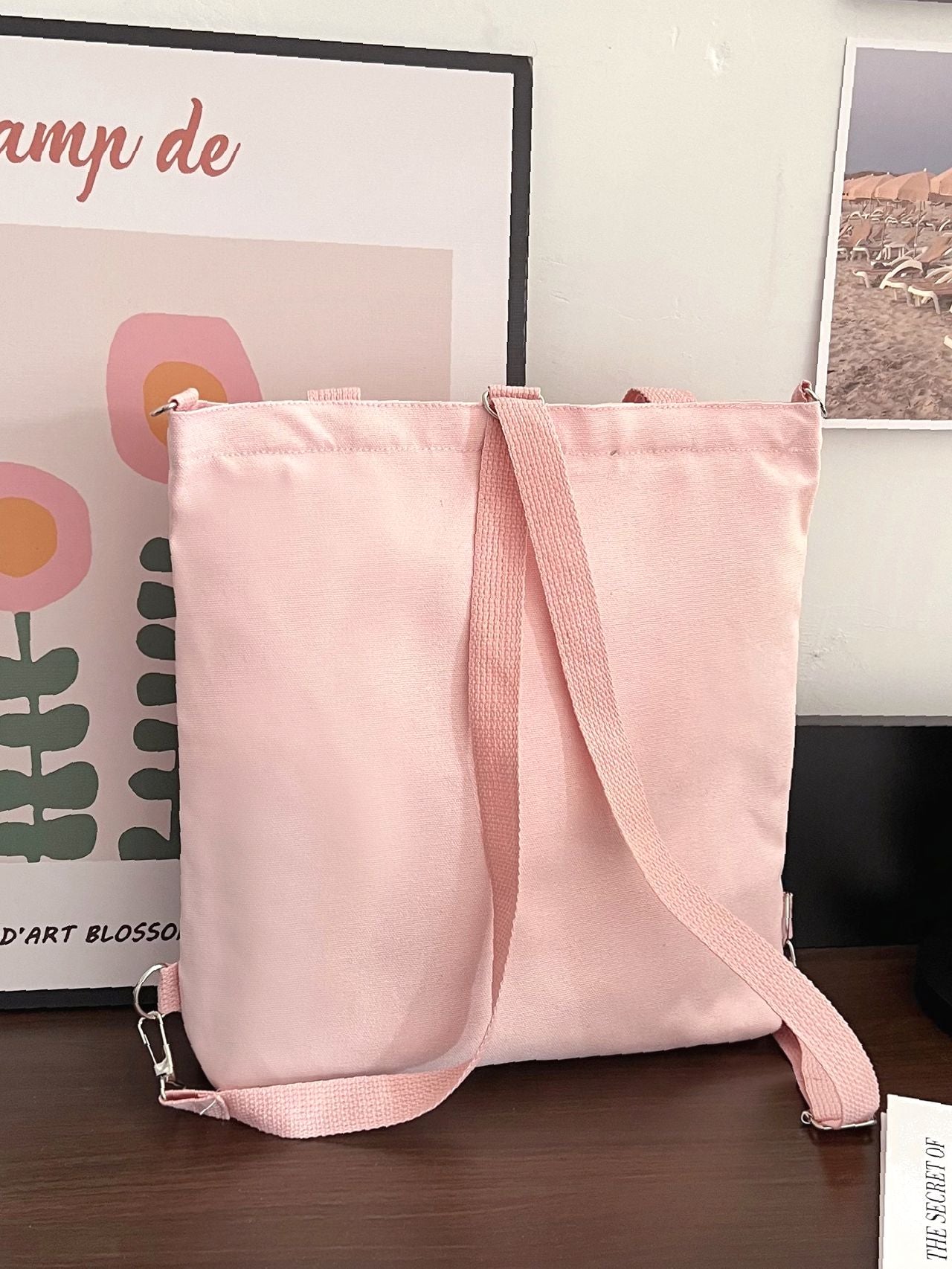 Maxct - Letter Graphic Shopper Bag with Bag Charm  - Women Tote Bags
