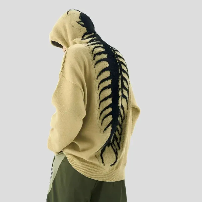 Hoodie Grunge Centipede Bone Knitted American Style Unisex Maxct