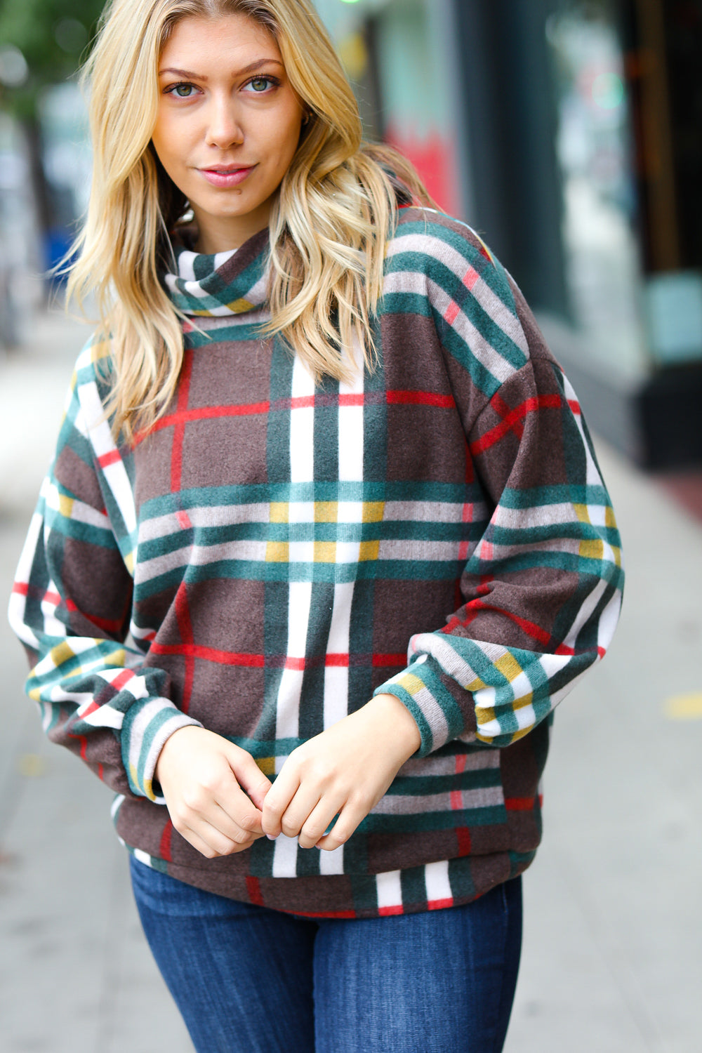 Maxct &Embrace The Joy Multicolor Plaid Turtleneck Sweater