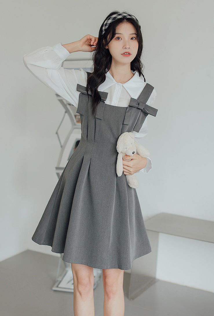 Little Bow Mini Pinafore Dress Set Maxct