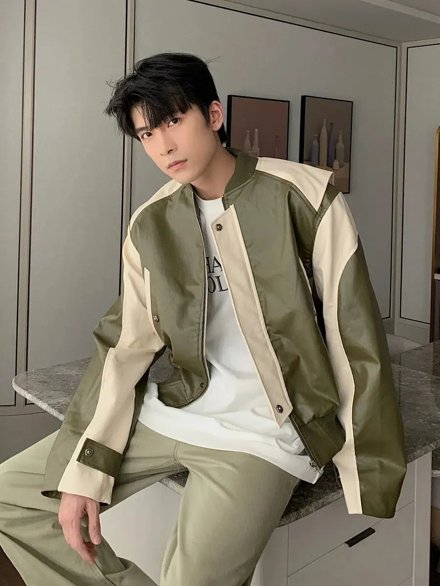 Maxct Color-blocked PU Leather Jacket