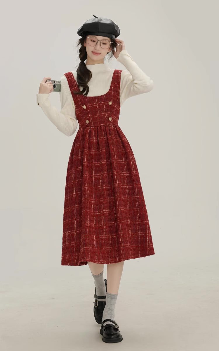 Sweet Apple Pie Plaid Pinafore Dress Maxct - Image 4