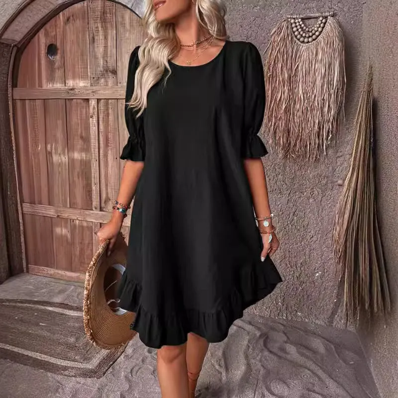 Ruffle Sleeve Swing Midi Dress Maxct