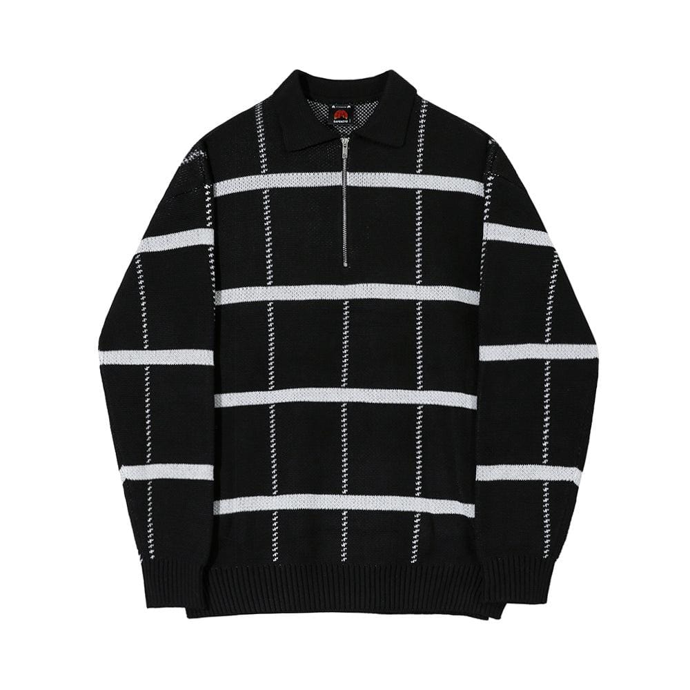 Maxct 6229 Plaid Half Zip-Up Collar Sweater