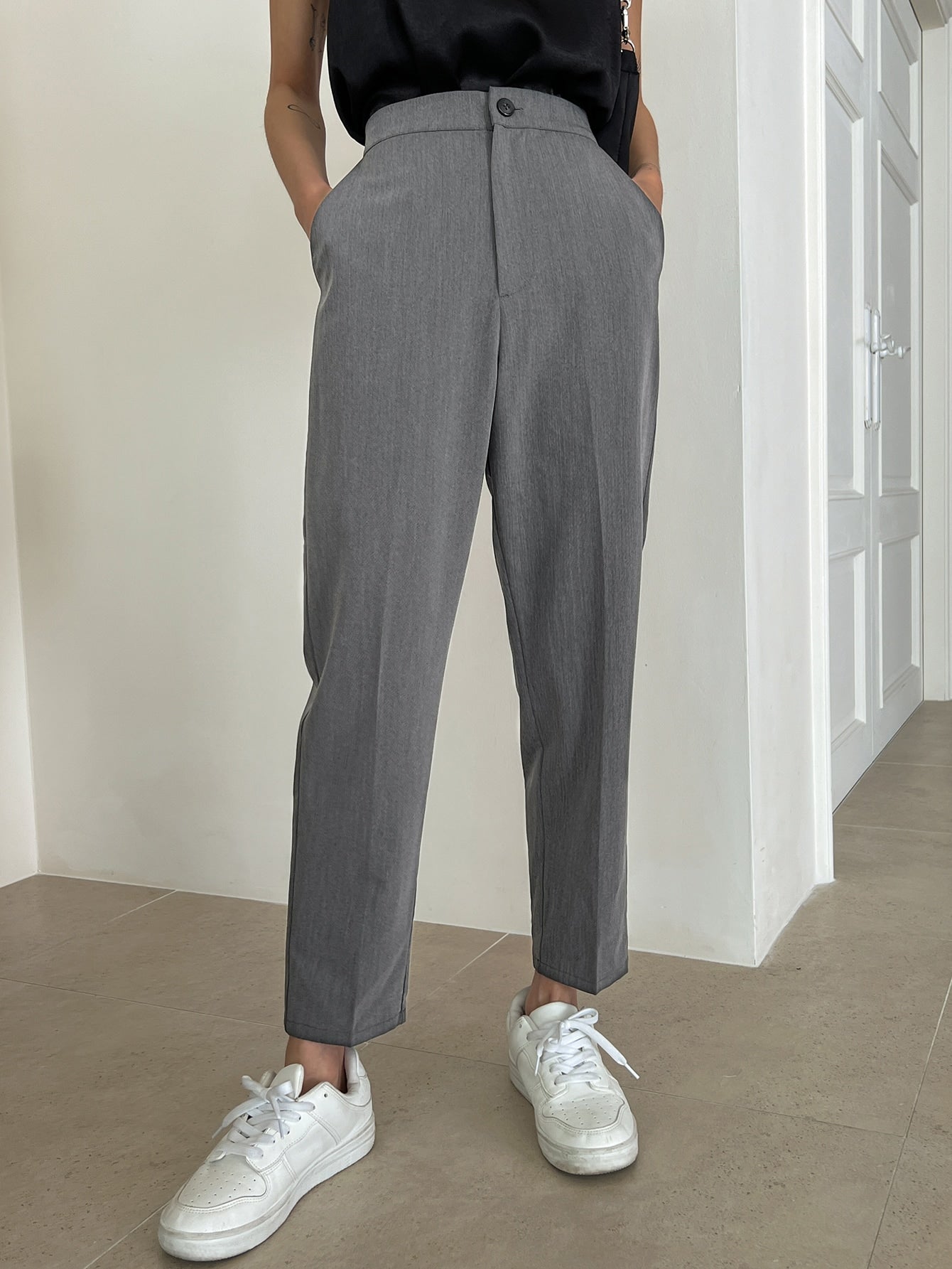 Maxct Solid High Waist Tailored Pants
