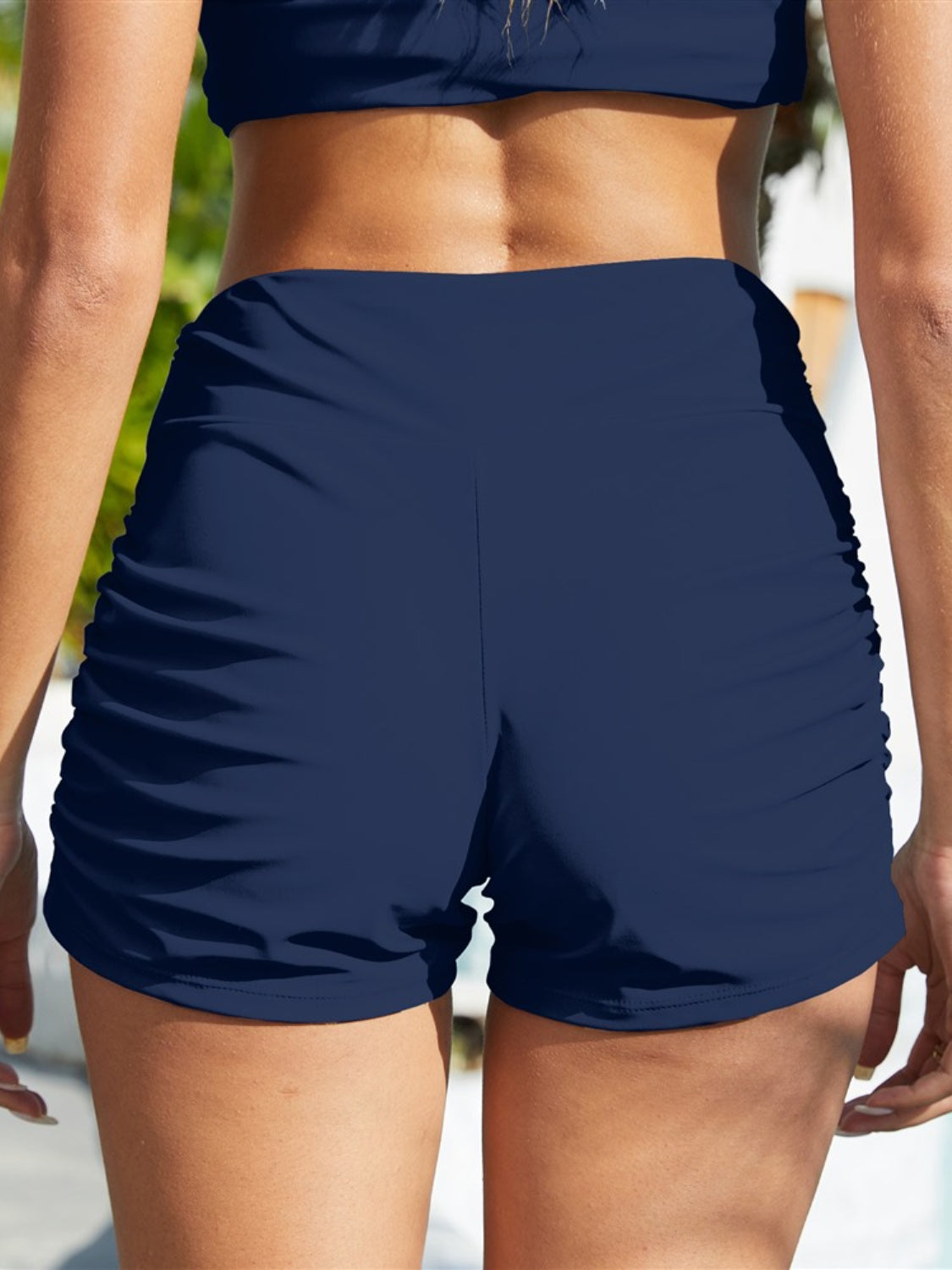 Maxct &Ruched Mid-Rise Waist Swim Shorts