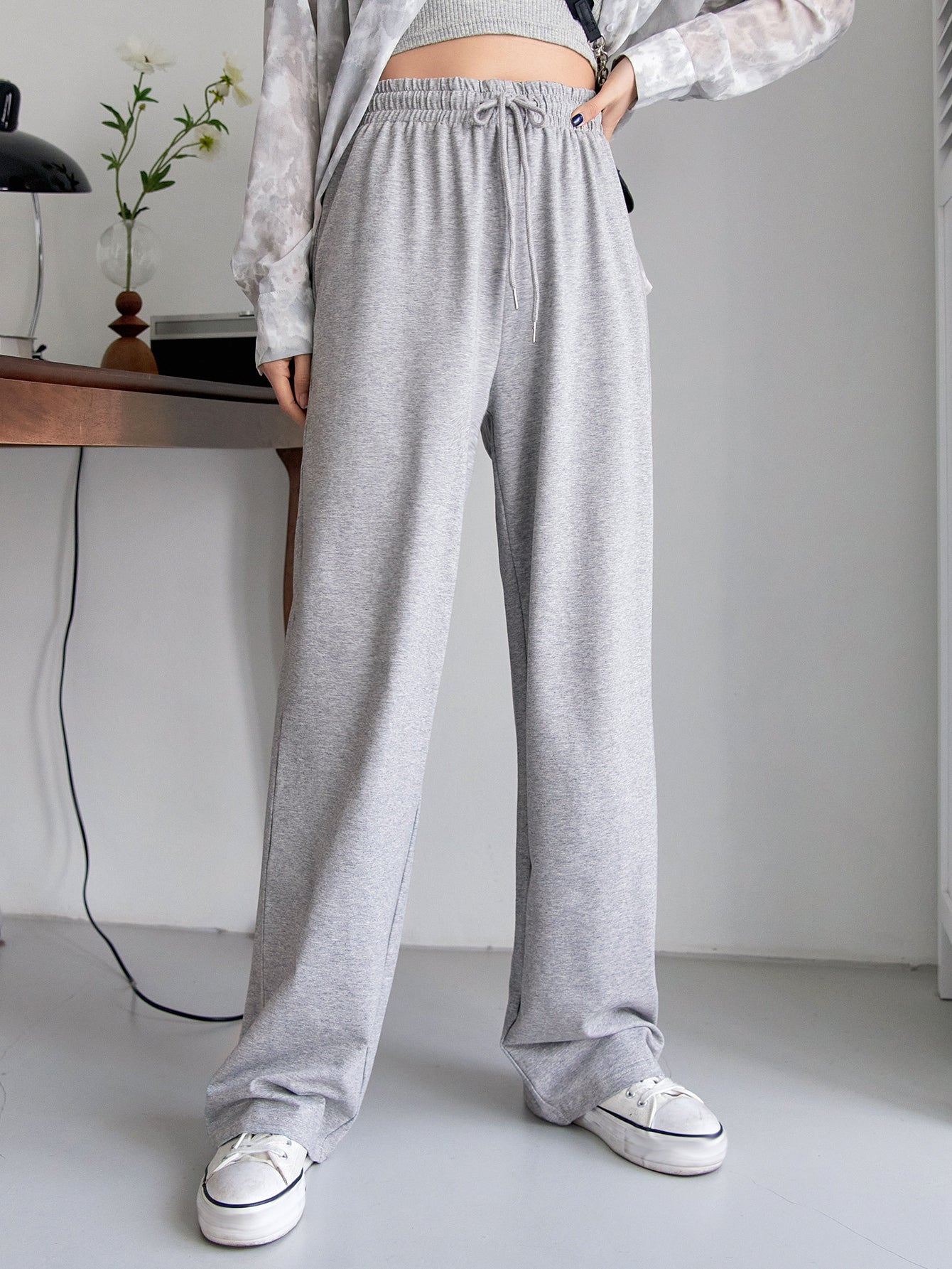 Maxct Drawstring Waist Straight Leg Sweatpants