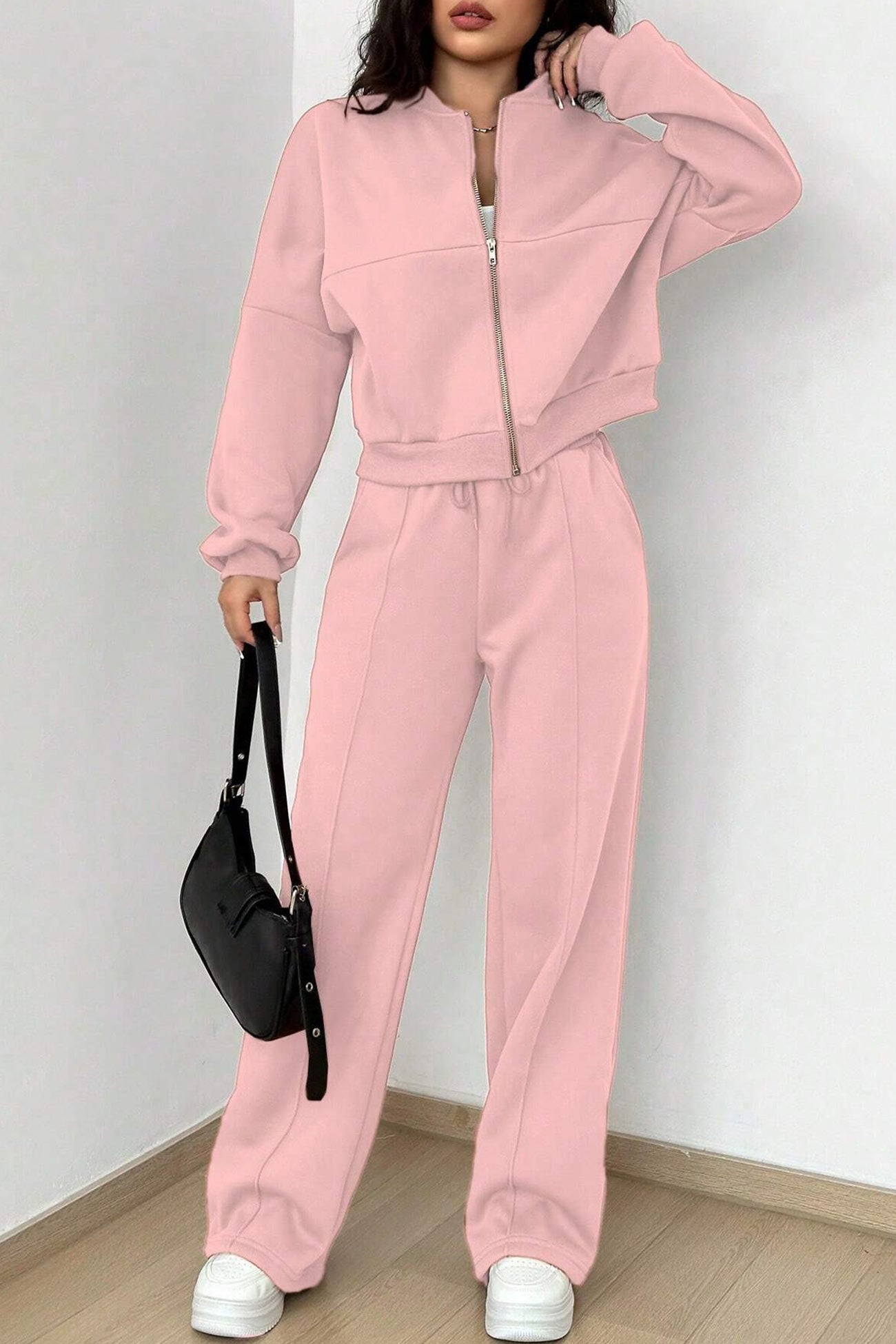 Maxct Zip-up Collarless?Cardigan Pants Set