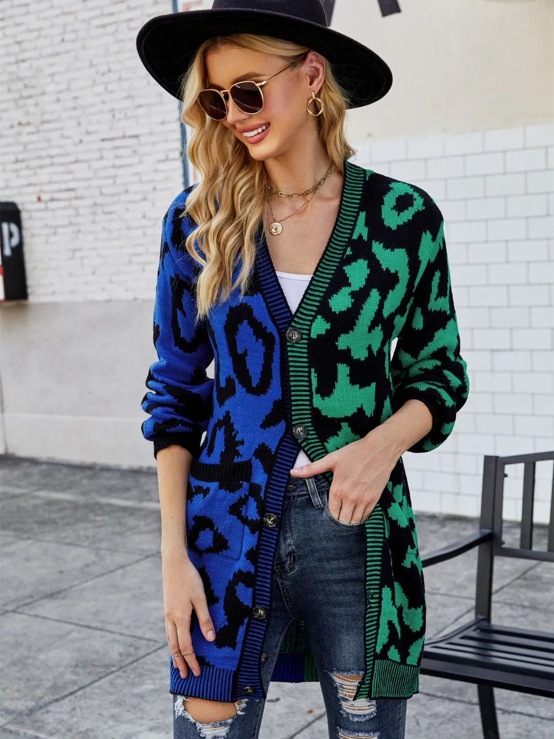 Maxct &Leopard Button Down Longline Cardigan