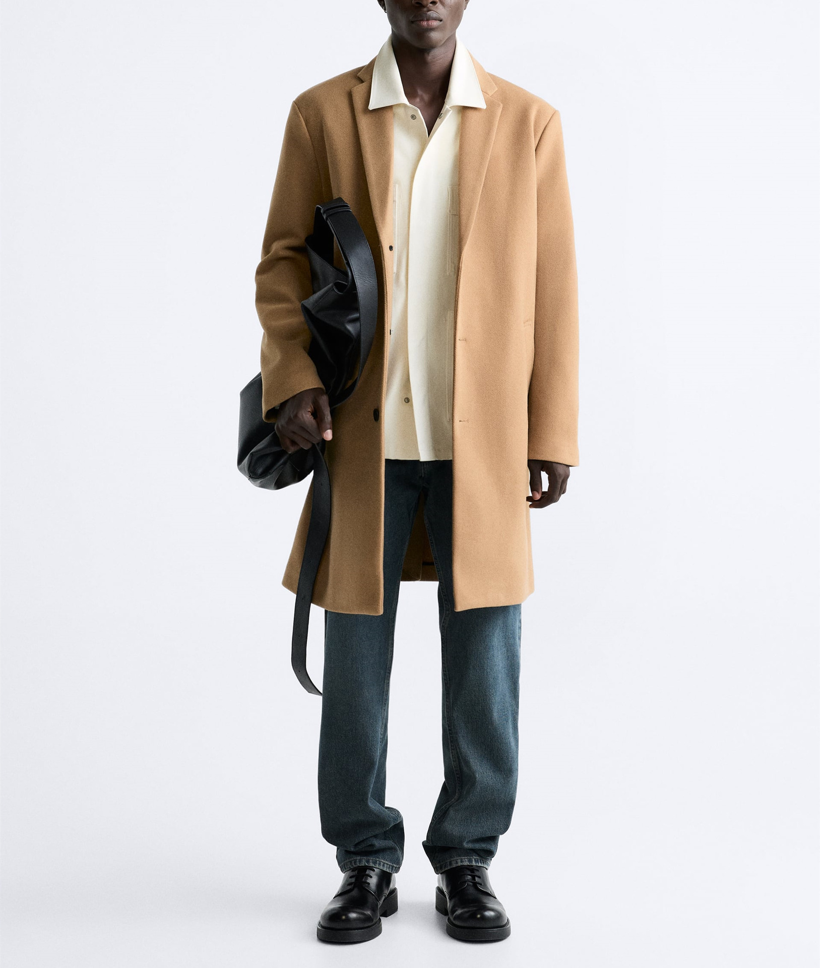 &NEW TPQ Men's Woolen Mid-Length Coat