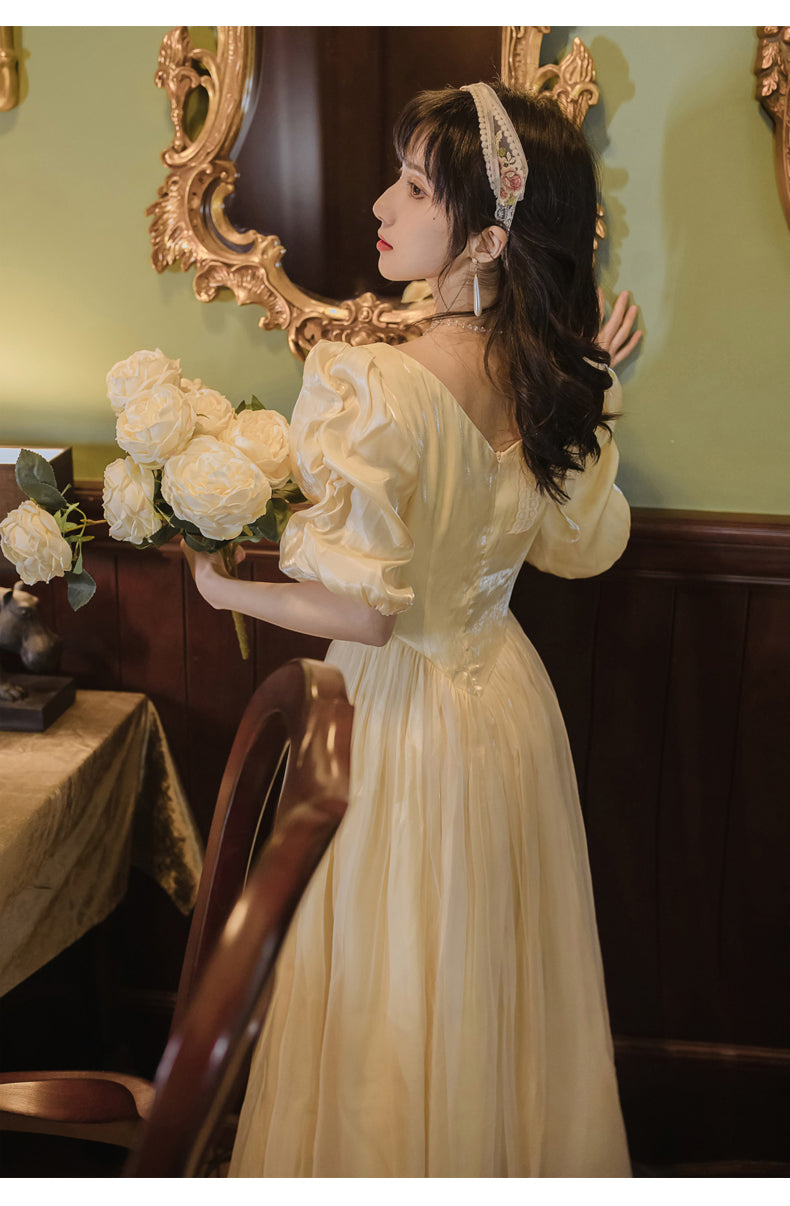 Belle Satin Puff Sleeve Maxi Dress Maxct