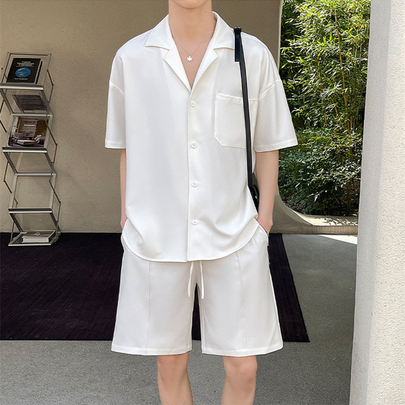 Maxct Lapel Shirt and Shorts Casual Two-piece Suit