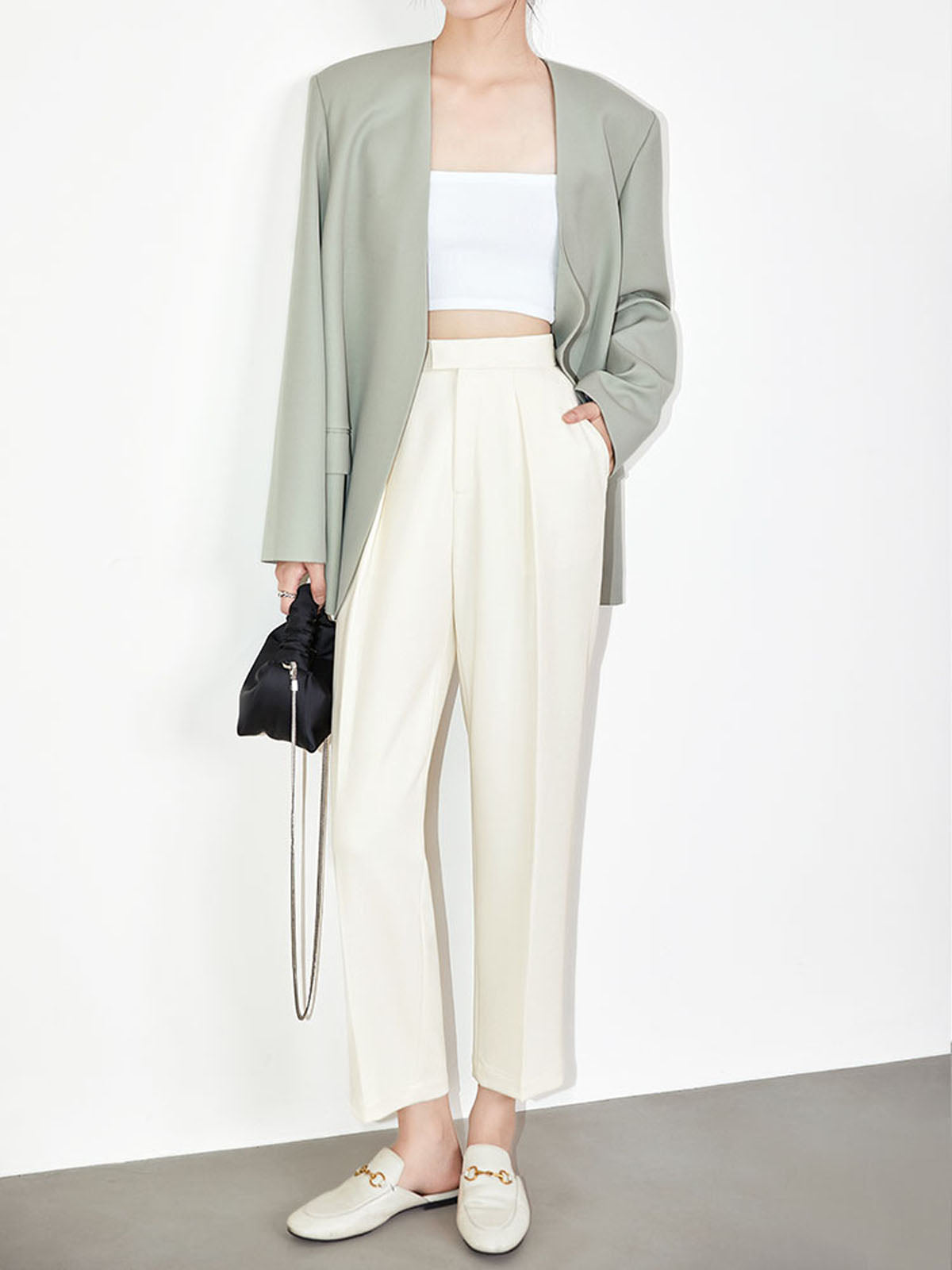 Maxct Effortless Pleated Cropped Pants