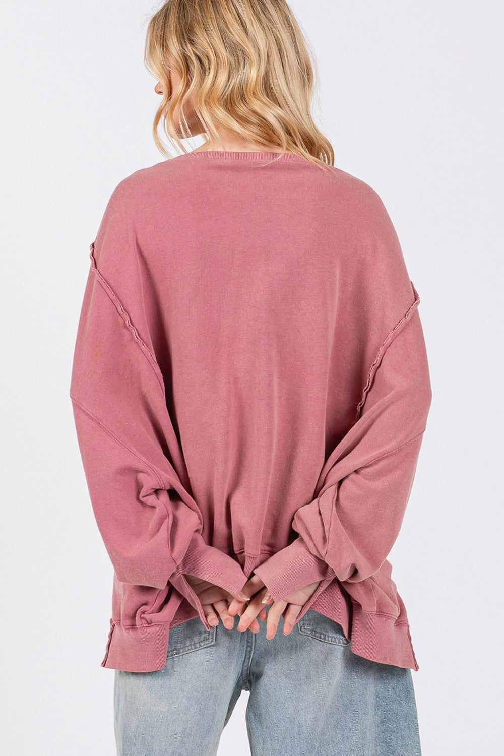 Maxct &SAGE + FIG Mineral Wash Side Slit Oversized Sweatshirt