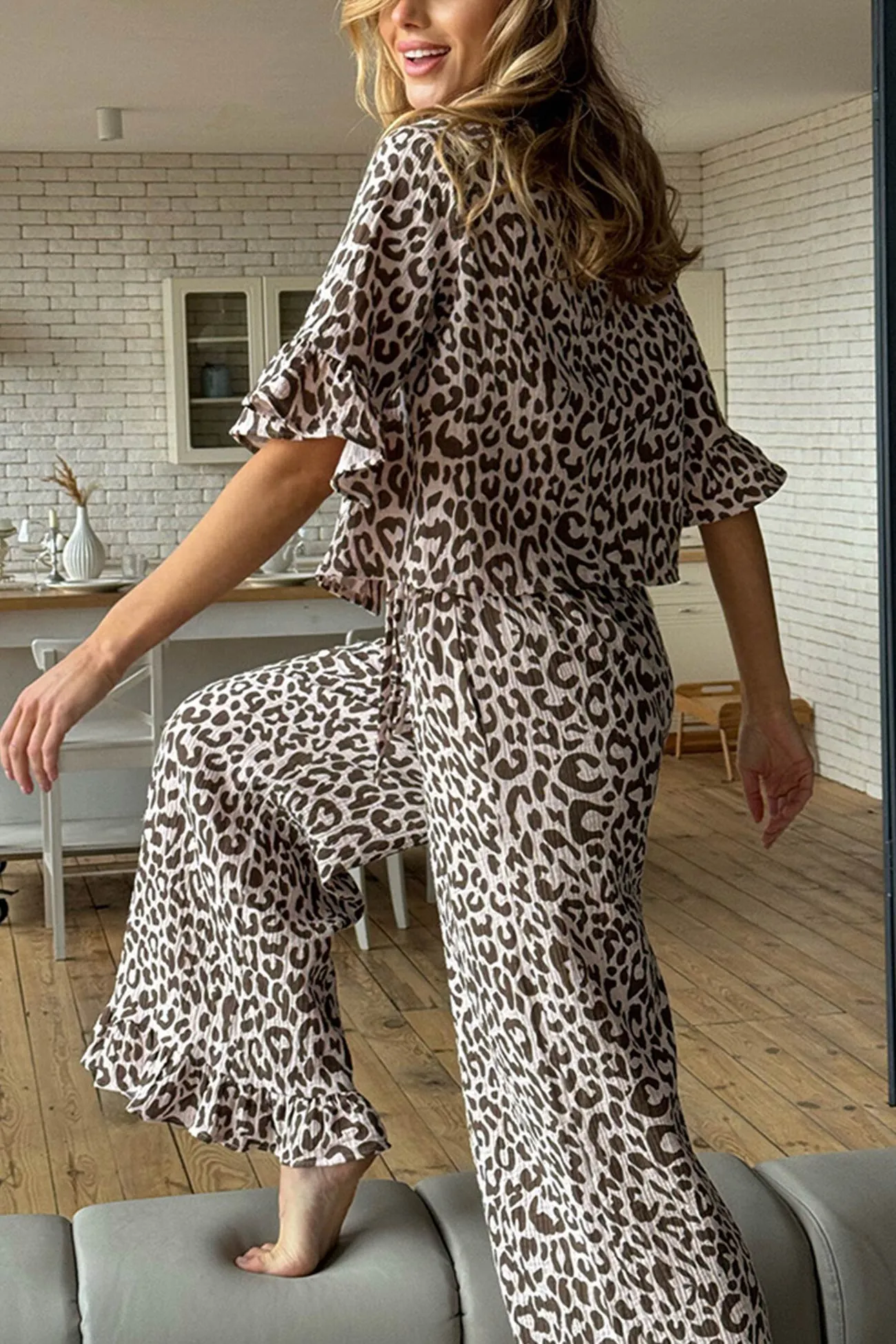 Maxct Printed Ruffle Tie-up Shirt Cotton Suits