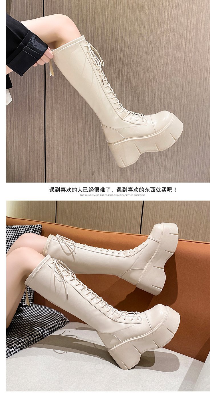 Soft Lace-up Ladies Platform Heel Boots - true deals club