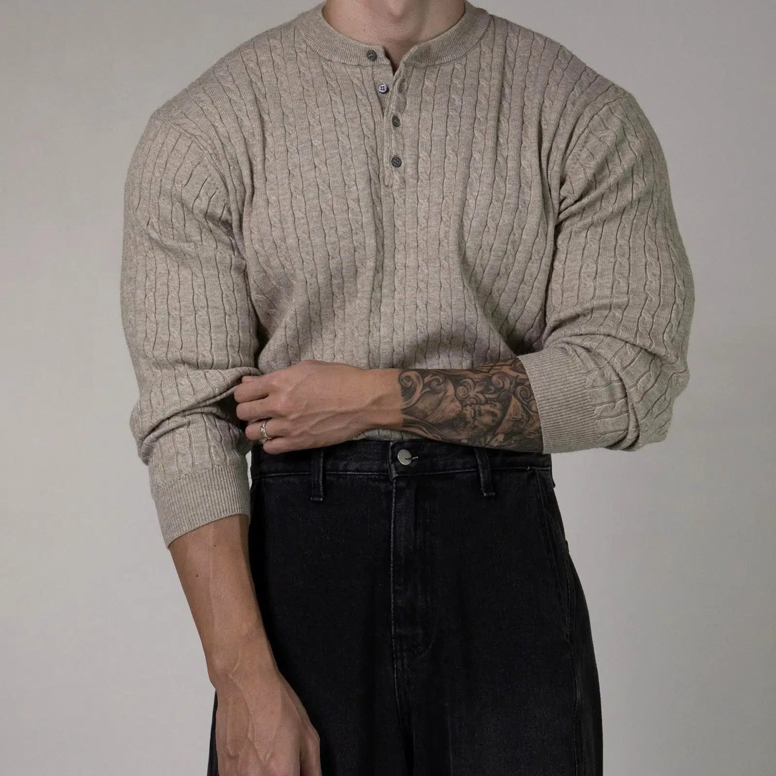 Maxct Bottoming Henry Collar Sweater