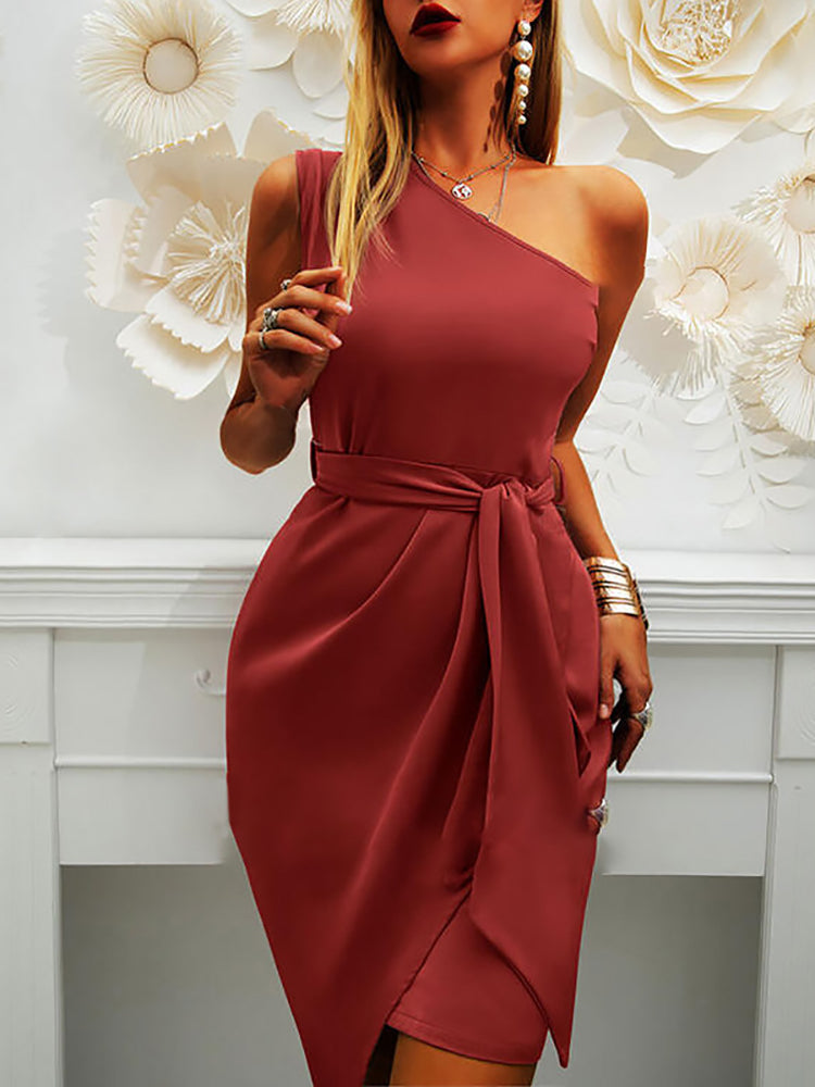 One Shoulder Ruched Bodycon Dress Maxct