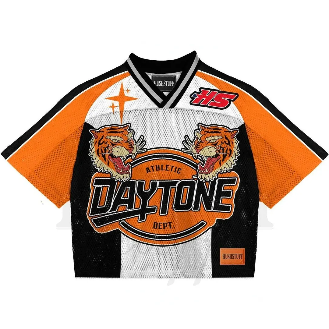 Maxct American Harajuku Trendy Y2K English Printed Baseball Sports Short-sleeved Men's Loose Casual Street T-shirt Football Jersey