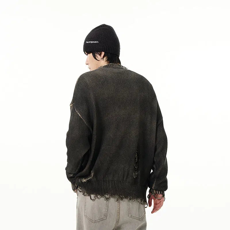 Maxct Round Neck Ripped Sweater
