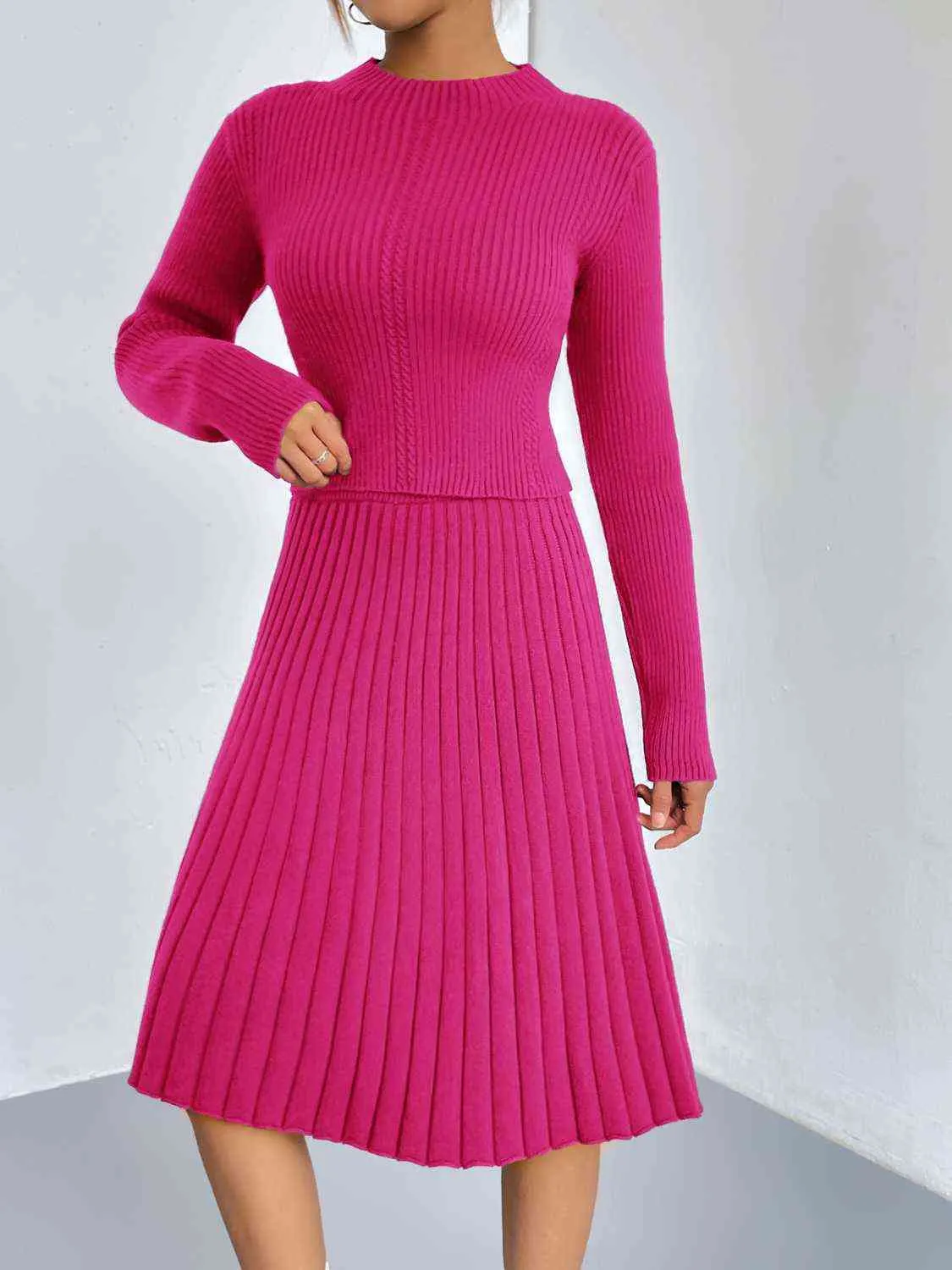 Maxct &Rib-Knit Sweater and Skirt Set