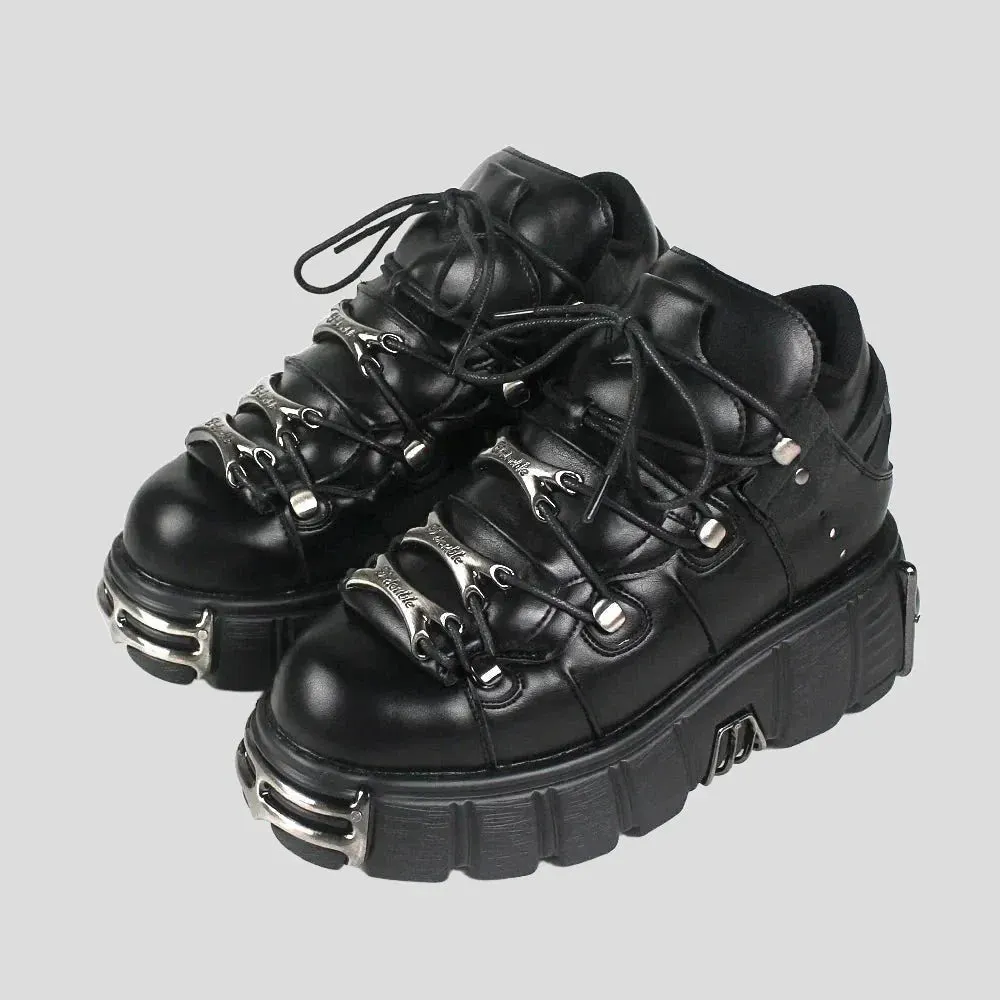 Goth Platform Sneakers for Women - Edgy Style in Classic Black Maxct