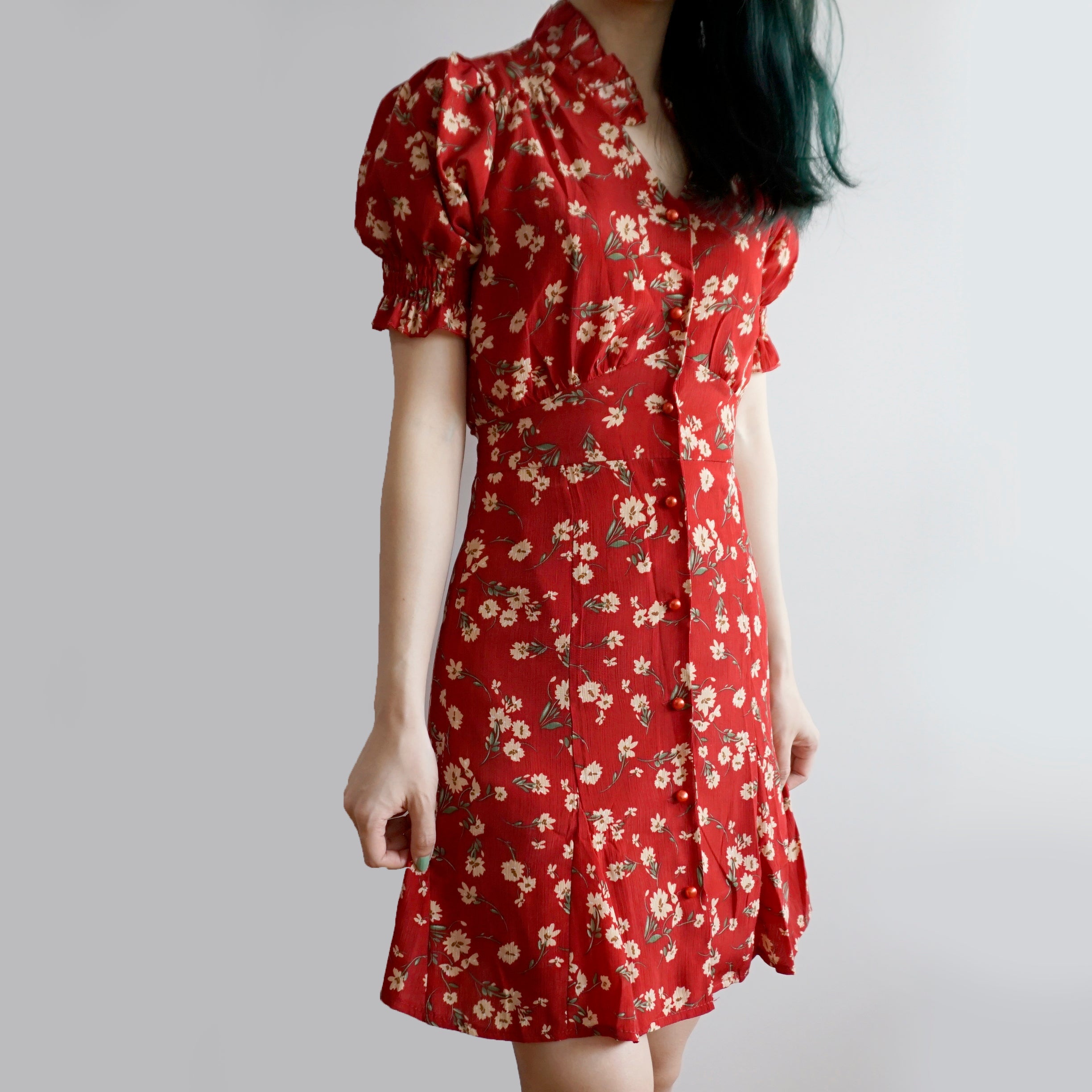 Floral Blossom Puff Sleeve Dress Maxct