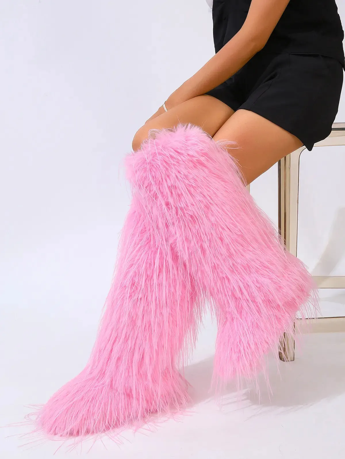 Warmth Thermal Fluffy Faux Fur Mid-calf Snow Boots Maxct