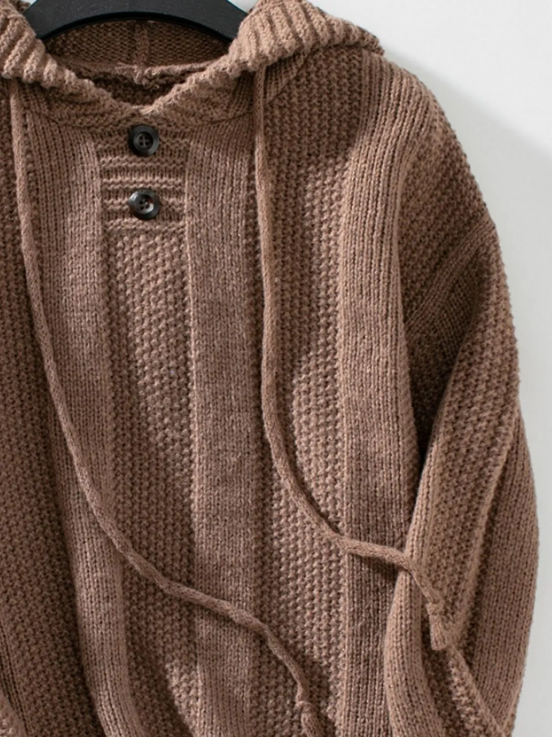 Women's Hooded Button-Placket Knit Sweater