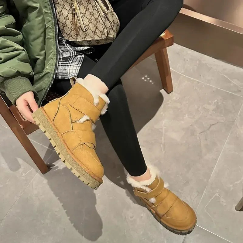 Leather Winter Snow Boots with Wool for Women Maxct