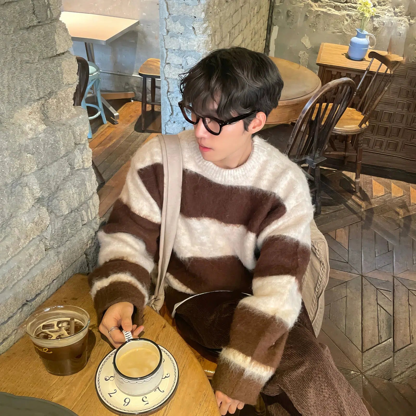 Maxct Brown Striped Furry Sweater