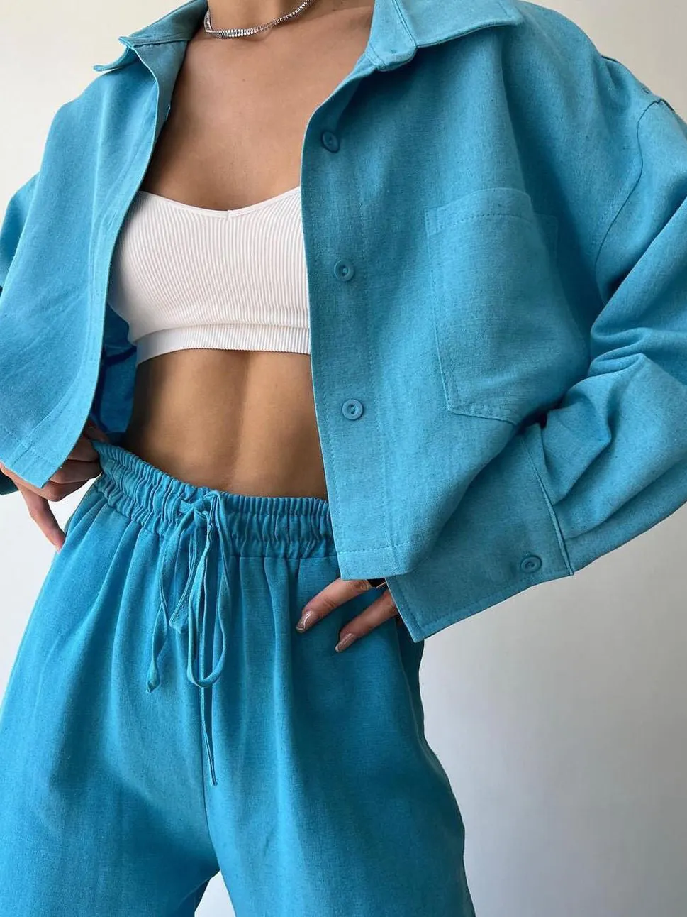 Maxct Collared Drawstring Two Piece Pants Set - Image 7