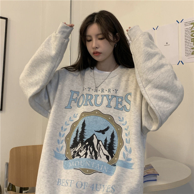 Maxct Vintage Mountains Graphic Oversized Sweatshirt