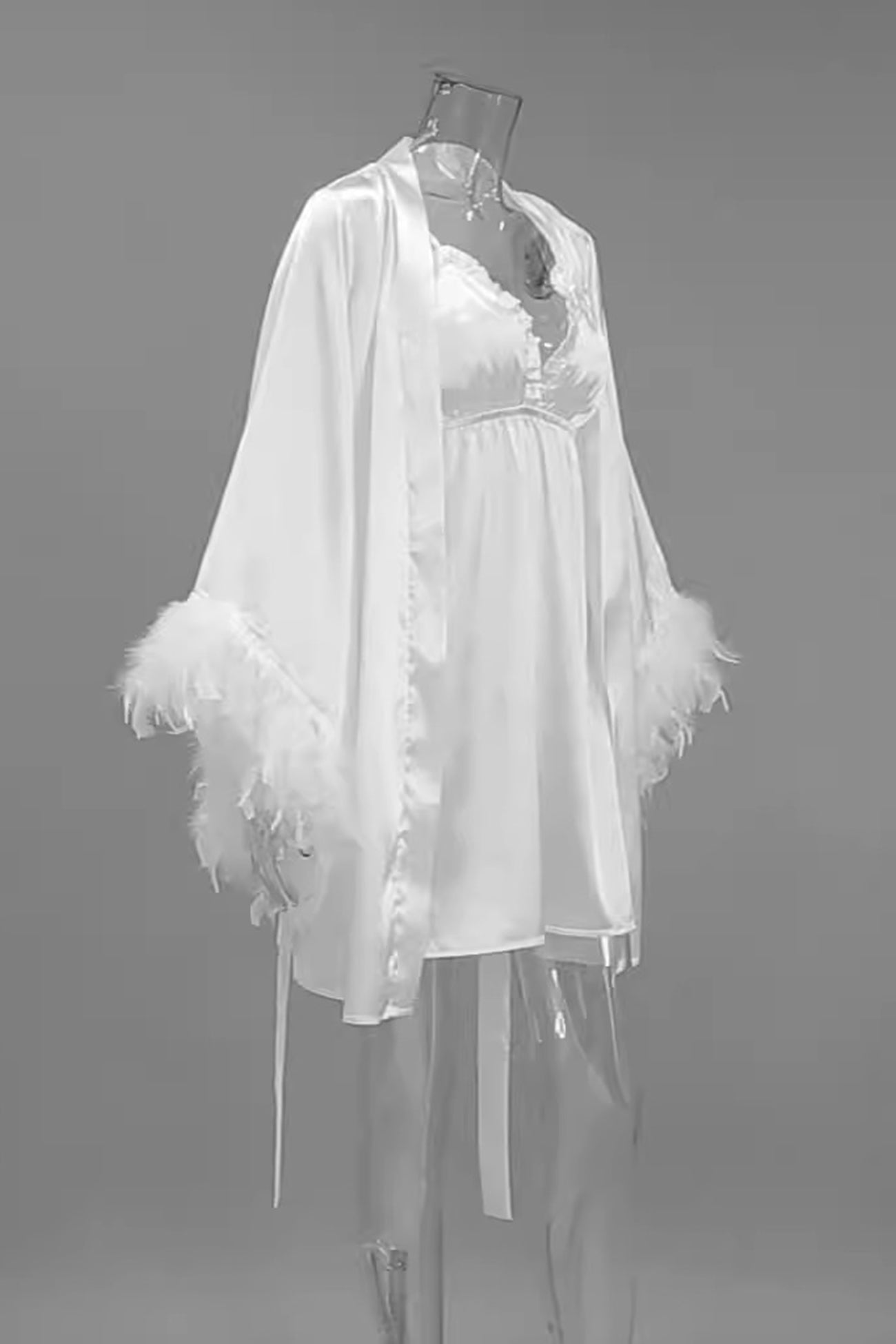 Maxct Feather Cuff Cardigan Cami Dress Loungewear Suits
