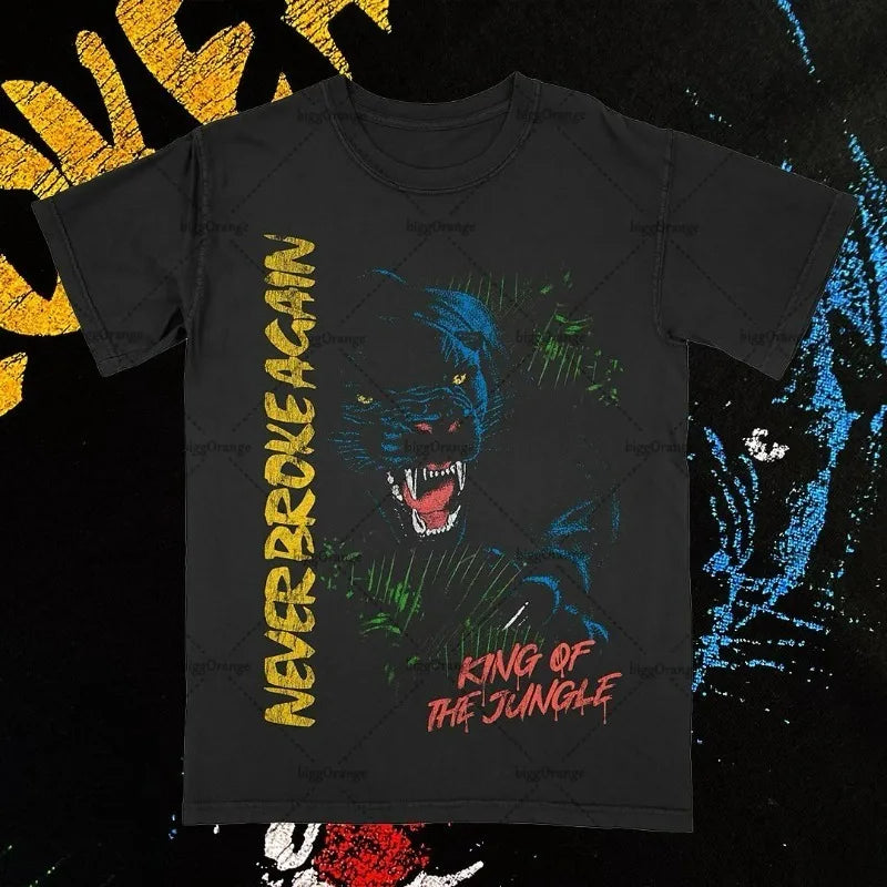 Maxct European and American trendy brand new clothing printed oversized T-shirt men Y2K high street hip-hop loose casual short-sleeved