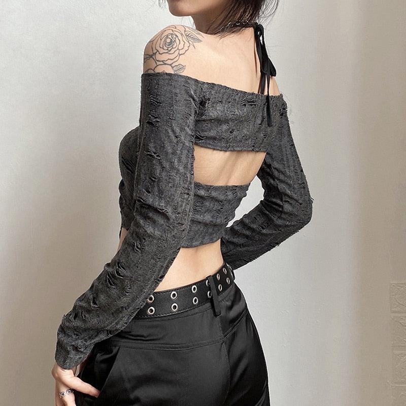 Maxct &Fairy Grunge Detachable Sleeve Halter Top
