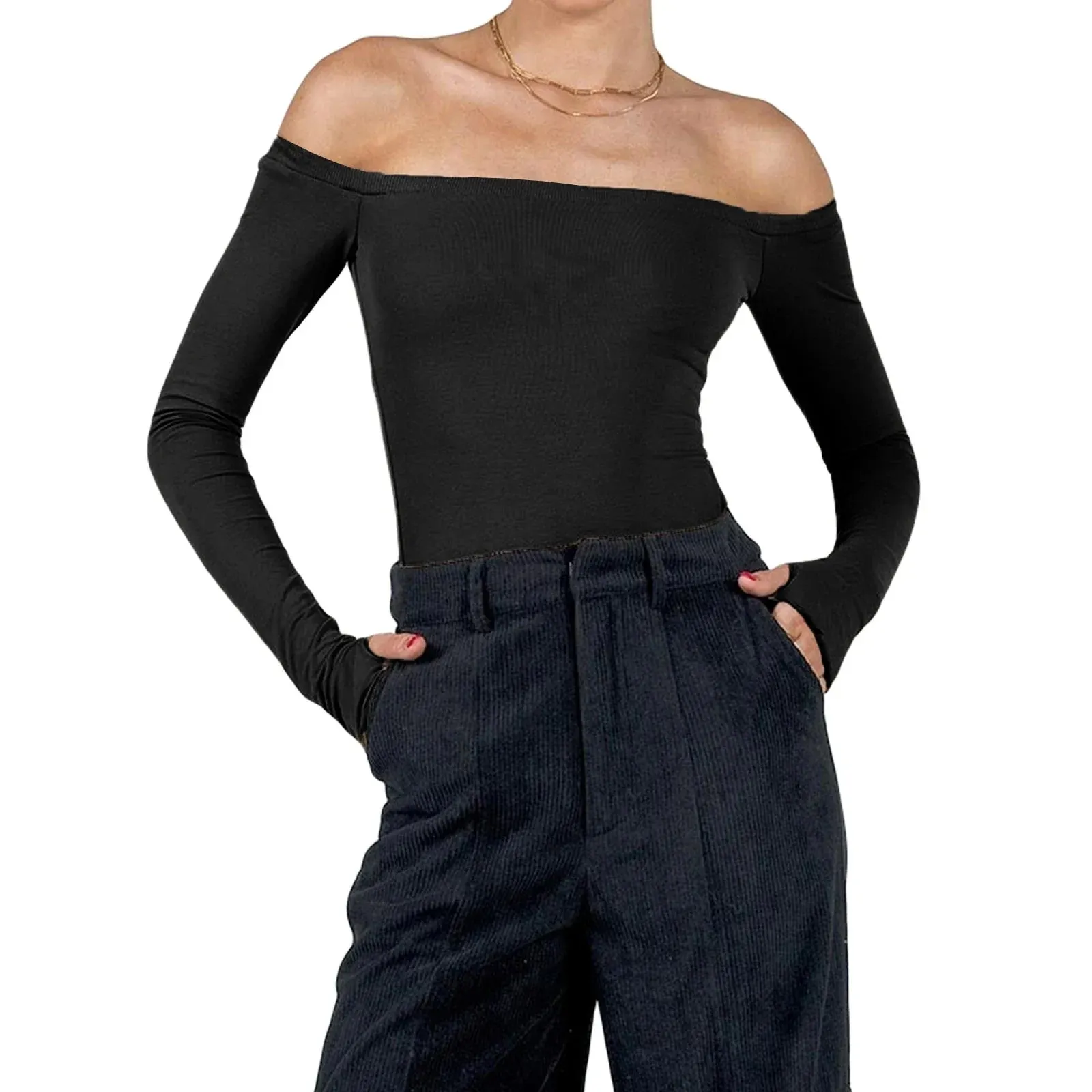 Maxct Autumn Spring Korean Off Shoulder T-shirt Chic Vintage Backless Slim Fit Crop Tops Women Fairy Coquette Tees Y2K Pretty Outfits
