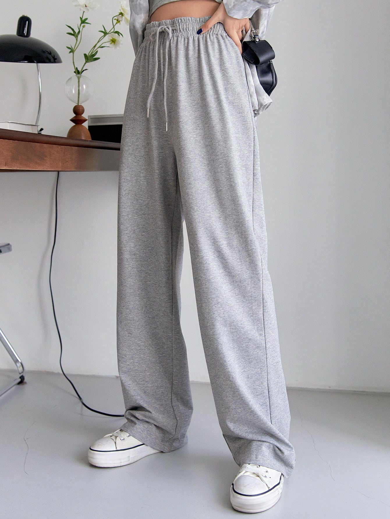 Maxct Drawstring Waist Straight Leg Sweatpants