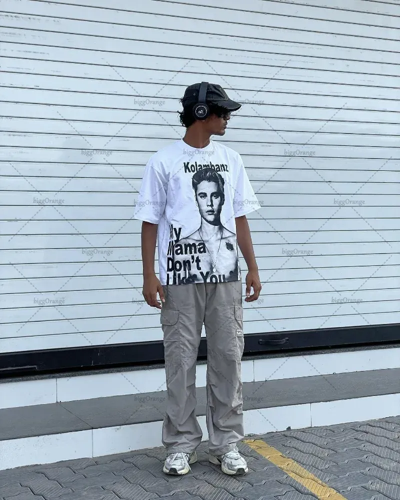 Y2K European and American Hip-hop Retro Loose Top Letter Printed T-shirt Men Street Round Neck Oversized Short-sleeved Women