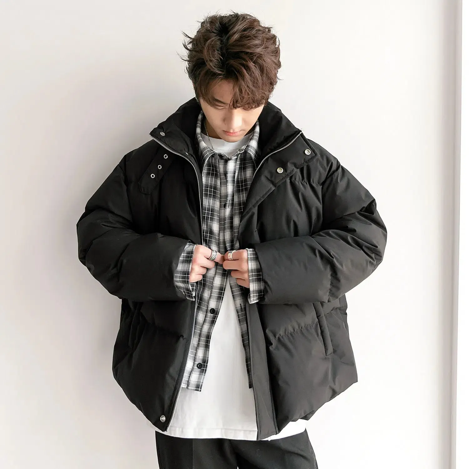 Maxct Thickened Two-piece Plaid Puffer Jacket