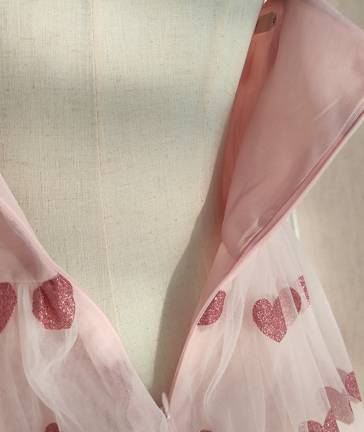 Glitter Hearts Tulle Maxi Dress Maxct