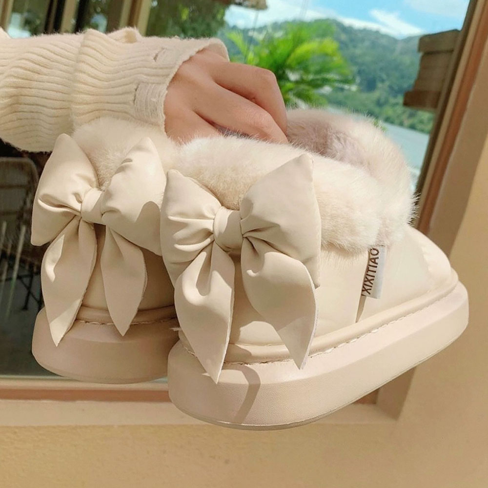 Winter Women's Cute Warm Bow Ankle Boots - true deals club