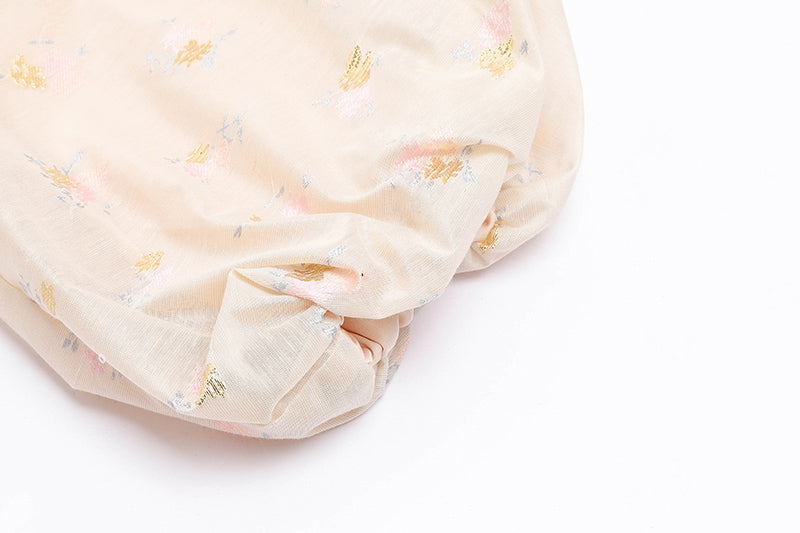 Puff Sleeve Bow Floral Jacquard Dress Maxct