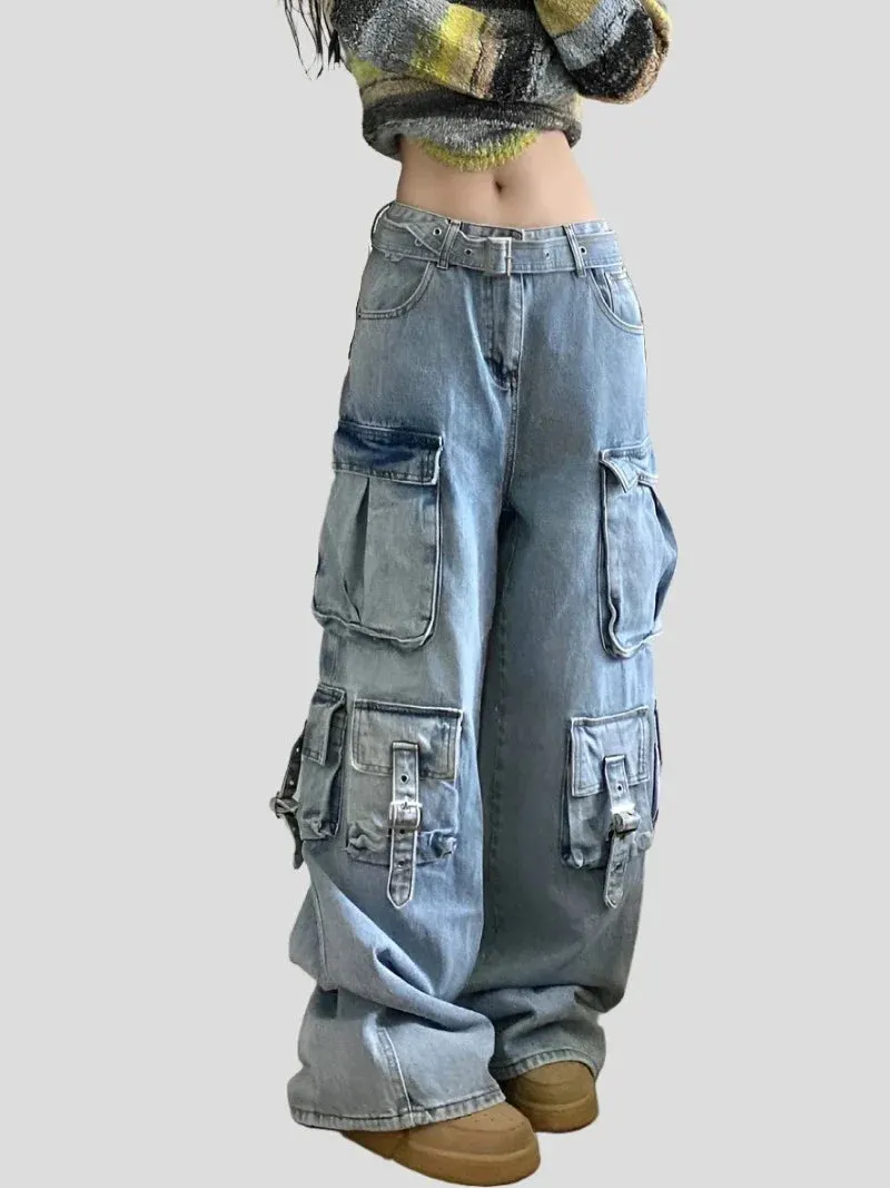 Cargo Jeans - Multi-Pocket Wide Leg Pants Maxct