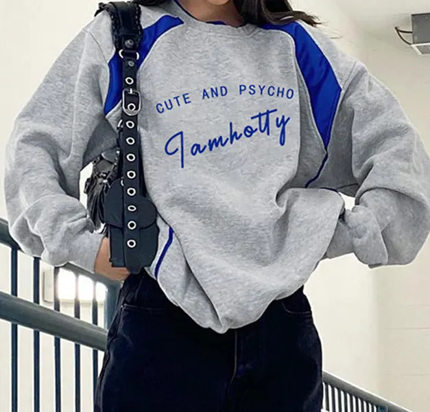 Maxct Contrast Letter Graphic Pullover Sweatshirt